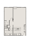 Bell Tower Old Town Square 2D 1 bedroom floor plan